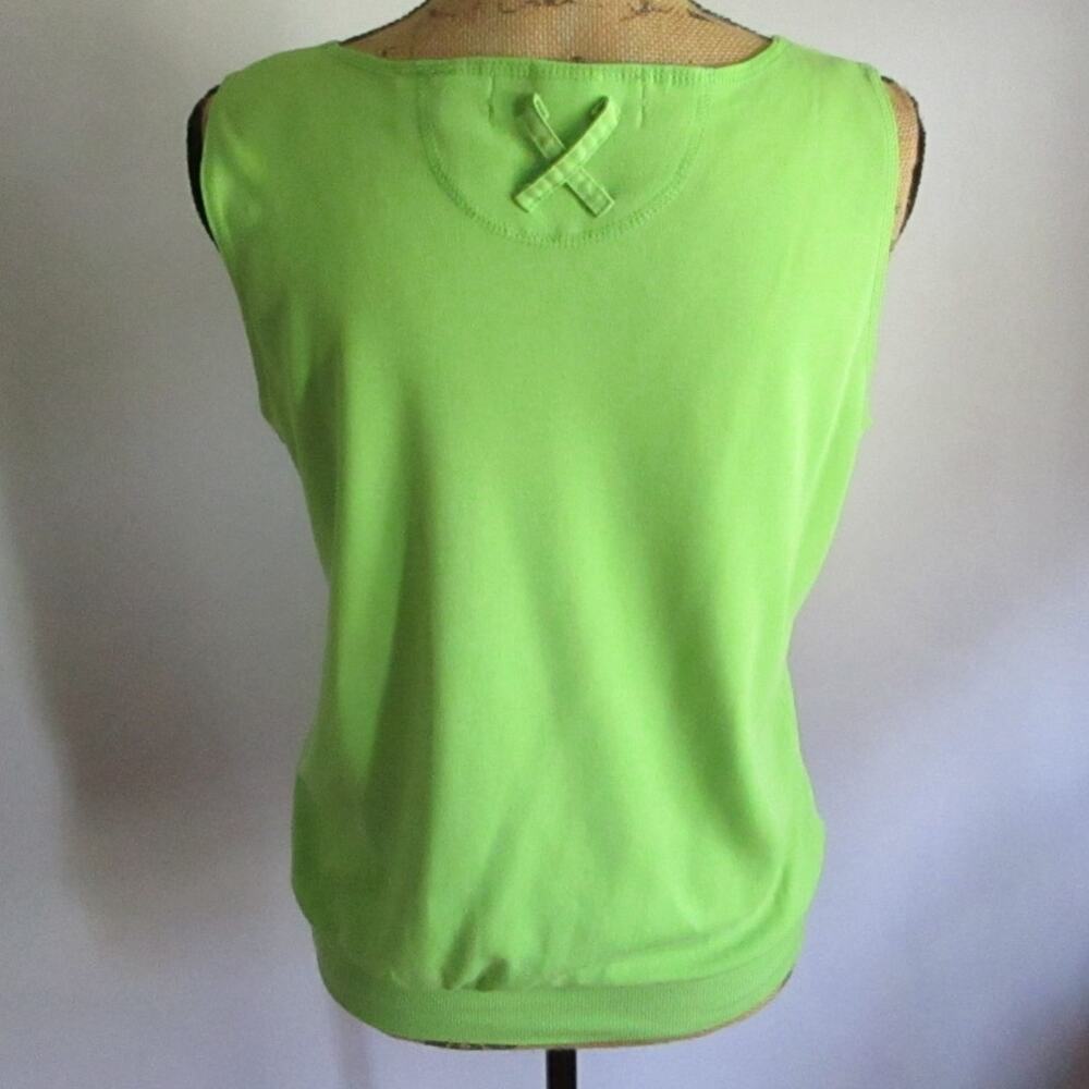 Vintage 80s Pistachio Green Henley Tank Top Sleeveless M - Picture 7 of 17